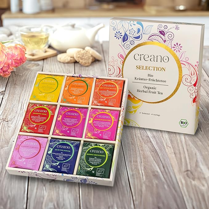 Creano Organic Herbal & Fruit Tea Gift Set – 45 Organic Tea Bags in 9 Dreamy - Image 5