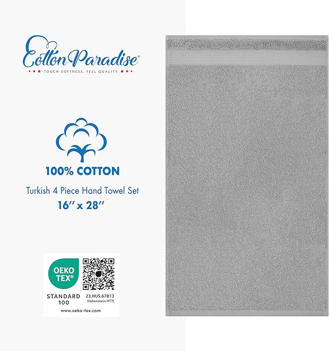 Cotton Paradise Hand Towels for Bathroom, 100% Cotton Turkish 4 Piece Hand - Image 4