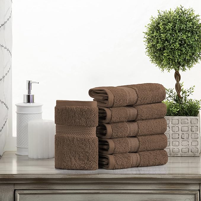 Superior Egyptian Cotton Pile Face Towel/Washcloth Set of 6, Ultra Soft Luxury - Image 2