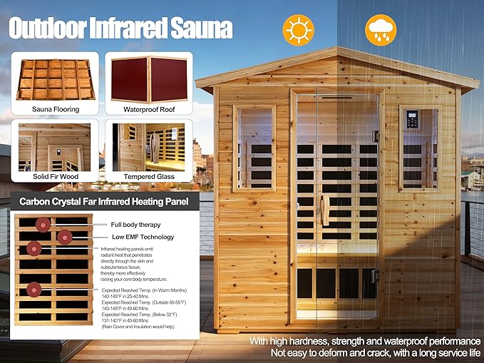 Full Spectrum Sauna, Outdoor Sauna 3 Person Infrared Sauna, Infrared Saunas - Image 6