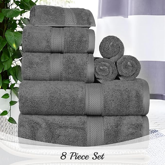 SUPERIOR Egyptian Cotton Pile 8 Piece Towel Set, Includes 2 Bath, 2 Hand - Image 8
