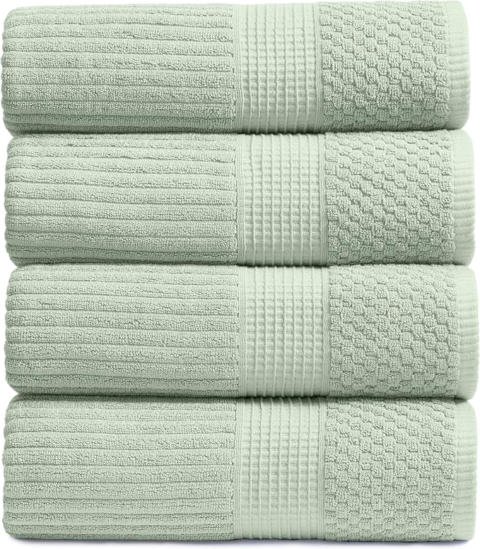 Springtree Home 100% Cotton Bath Towel Set of 4 | Super Soft & Absorbent by SpringtreeHome