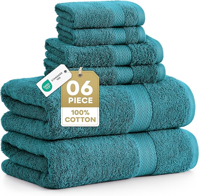 LANE LINEN Luxury Cotton Bath Towel Set of 6 by LaneLinen