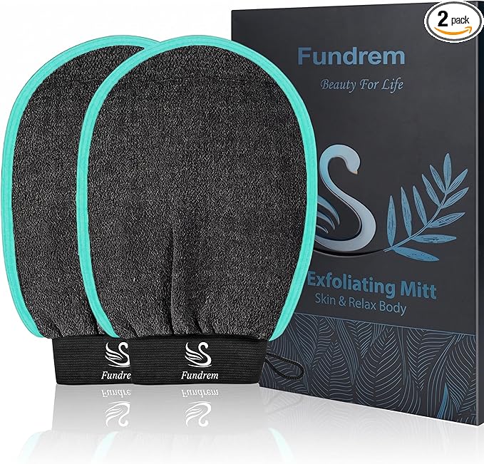 Exfoliating Gloves 2 Pcs, Exfoliating Body Scrubber by FUNDREM