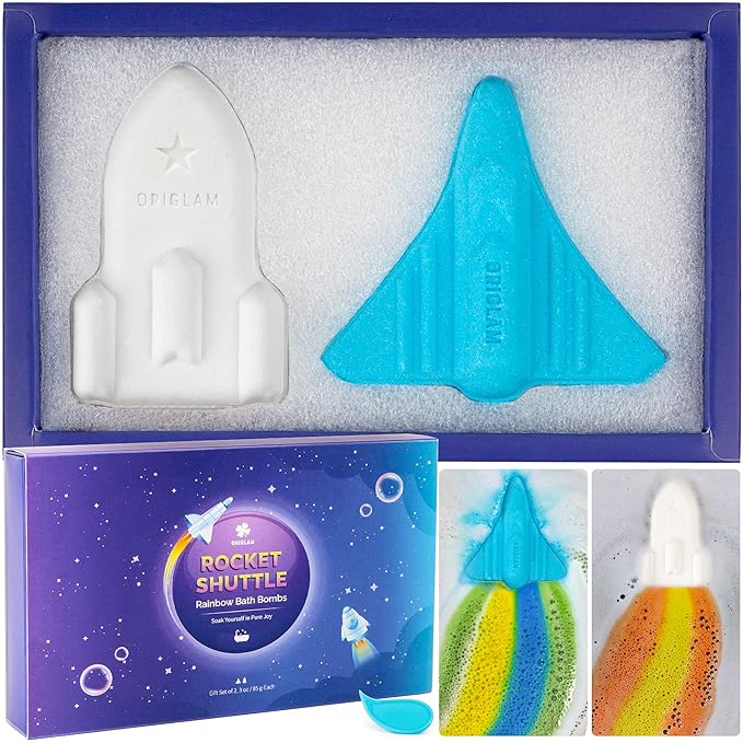 ORIGLAM Kids Bath Bombs for Boys, 2 Extra Large Space Shuttle & Rocket Bath by Unknown