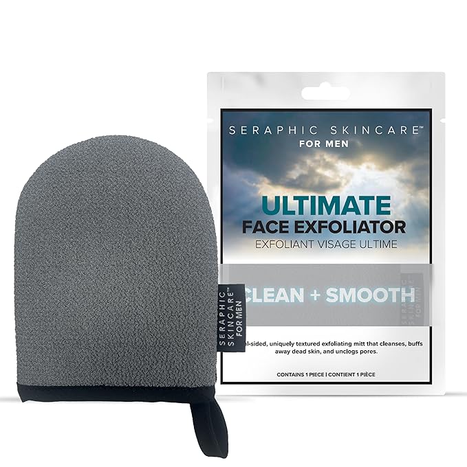 Seraphic Skincare Men Ultimate Exfoliating Facial Mitt – 100% Vegan Dual-Sided by SeraphicSkincare