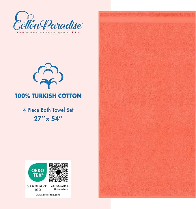 Cotton Paradise 4 Piece Turkish Bath Towels - Image 4