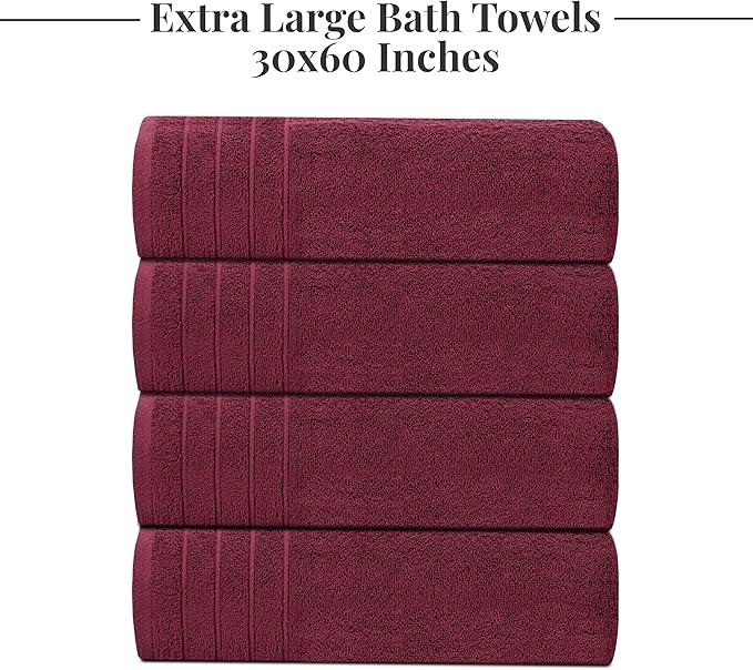 Tens Towels Pack of 4 Extra Large Bath Towels 30 x 60 Inches, 100% Cotton - Image 7