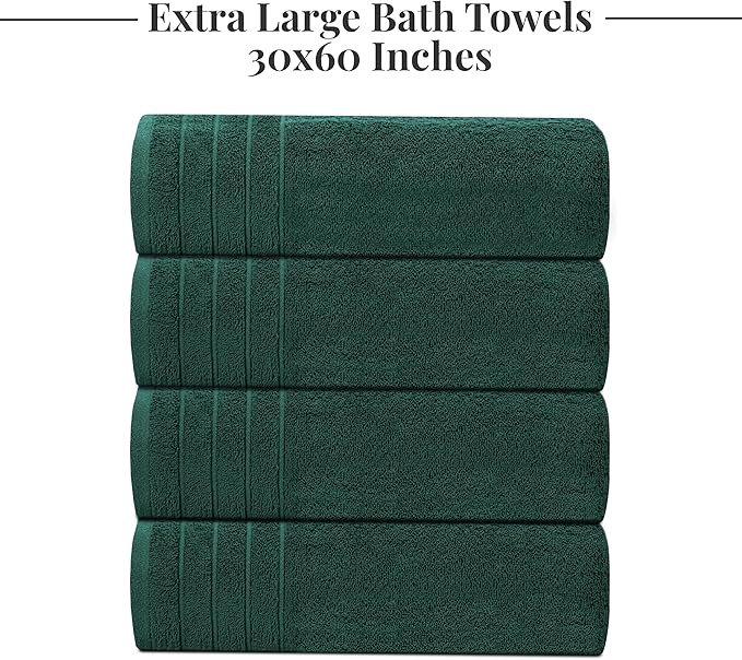 Tens Towels Pack of 4 Extra Large Bath Towels 30 x 60 Inches, 100% Cotton - Image 7