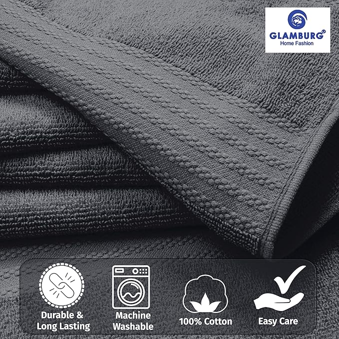 GLAMBURG Ultra Soft 8-Piece Towel Set - Image 2