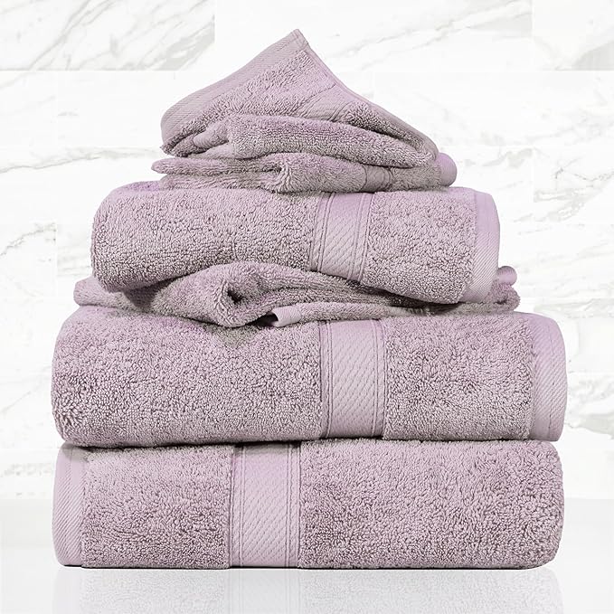 SUPERIOR Egyptian Cotton Pile 6 Piece Towel Set, Includes 2 Bath, 2 Hand - Image 2