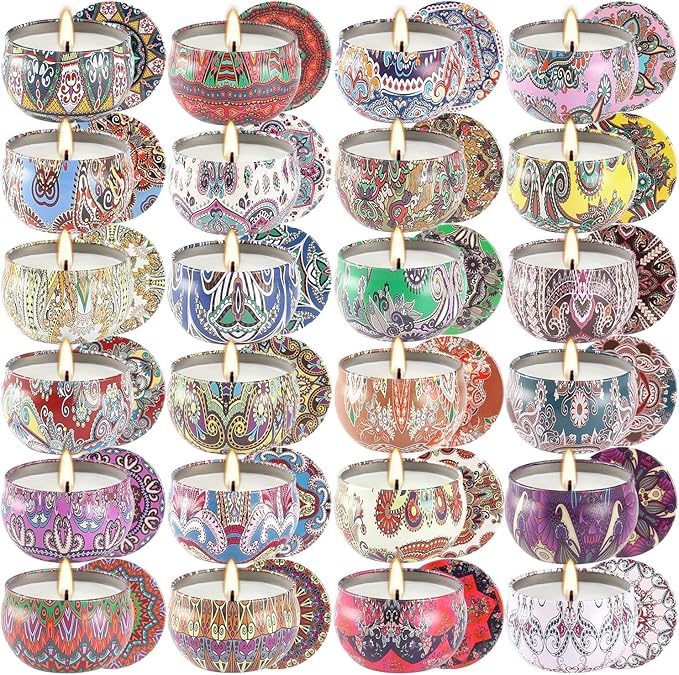 WPONSZU Scented Candles Gifts Set 24 Pack Soy Wax Travel Tin Jar Candles - Image 3