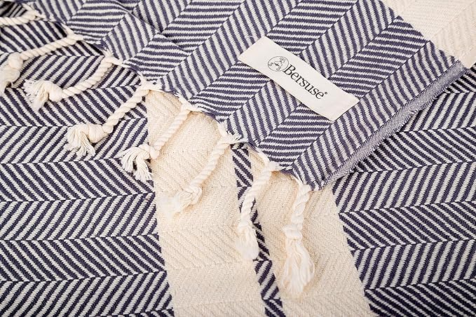 Bersuse 100% Cotton Herringbone XL Throw Blanket - Image 8