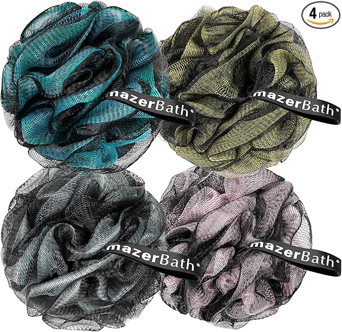 AmazerBath Charcoal Loofah Sponge, Shower Loofah 60g/PCS by AmazerBath