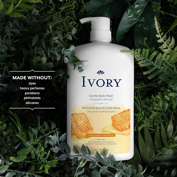 Ivory Body Wash Gentle, Free of dyes, and phthalates, Honey Scent, 35 oz - Image 2