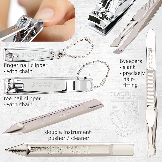 3 Swords Germany – brand quality 8 piece manicure pedicure grooming kit set - Image 4
