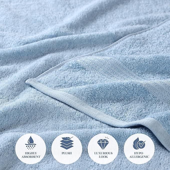 Superior Egyptian Cotton 12-Piece Towel Set, Guest Bath Decor Essentials - Image 8
