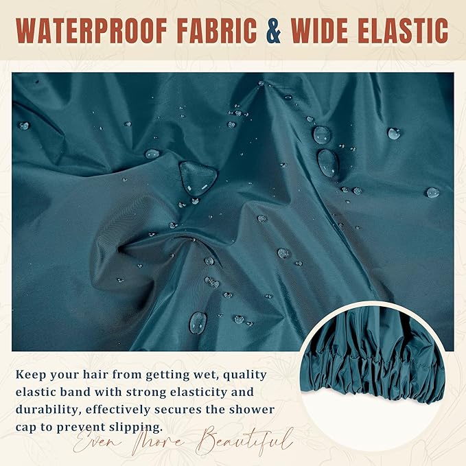 Reusable Shower Cap for Women, Large Waterproof Shower Bonnet - Image 6