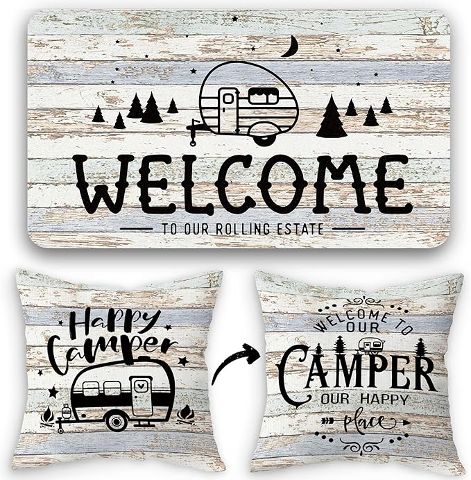 Welcome to Our Rolling Estate Soft Diatom Mud Absorbent Bath Rug 17”x30” by FLDAS