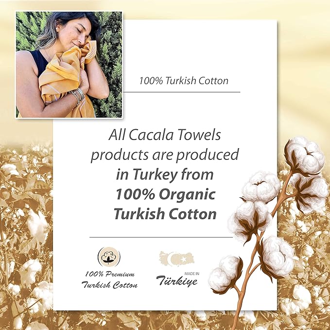 Cacala Lightweight and Thin Turkish Beach Towel 100% Cotton Sand-Free and - Image 6