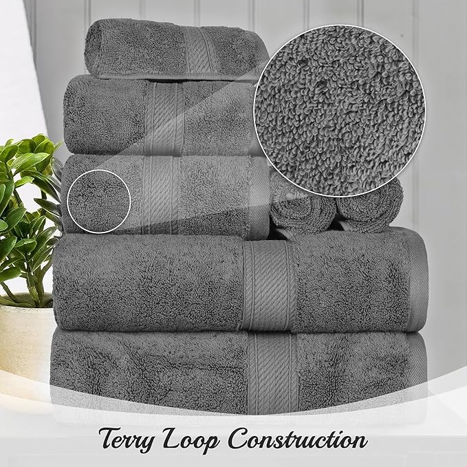 SUPERIOR Egyptian Cotton Pile 8 Piece Towel Set, Includes 2 Bath, 2 Hand - Image 10