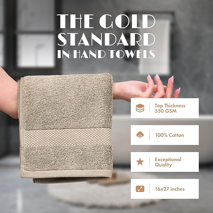White Classic Taupe Hand Towels - Image 2