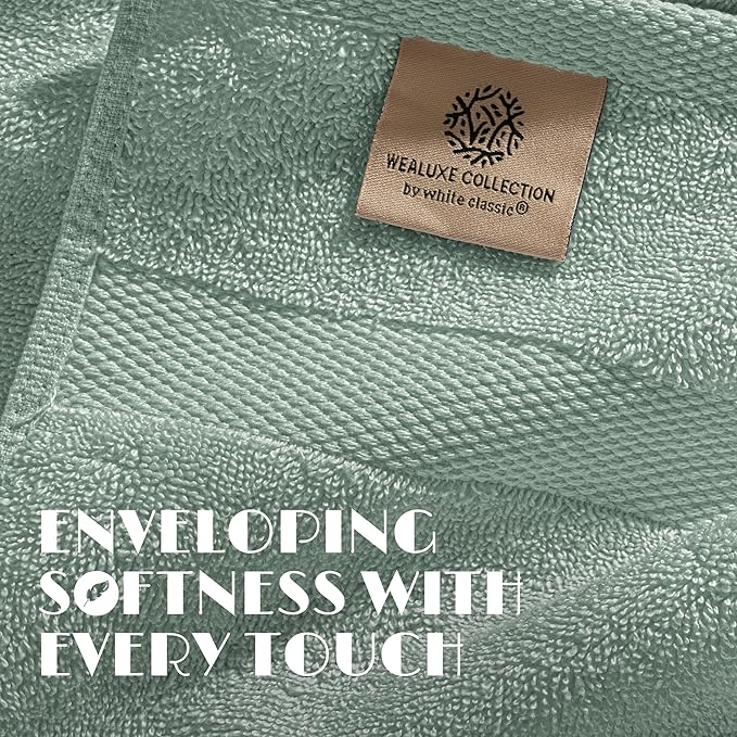 White Classic Green Washcloths Set - Image 3