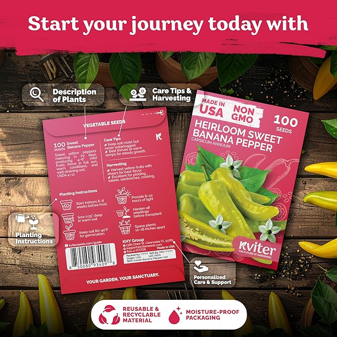 KVITER 100 Sweet Banana Pepper Seeds - Image 2