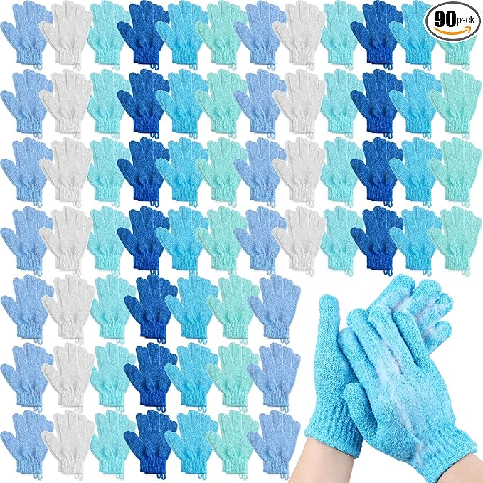 Cuffbow 90 Pcs 45 Pairs Exfoliating Double Sided Bath Gloves by Cuffbow
