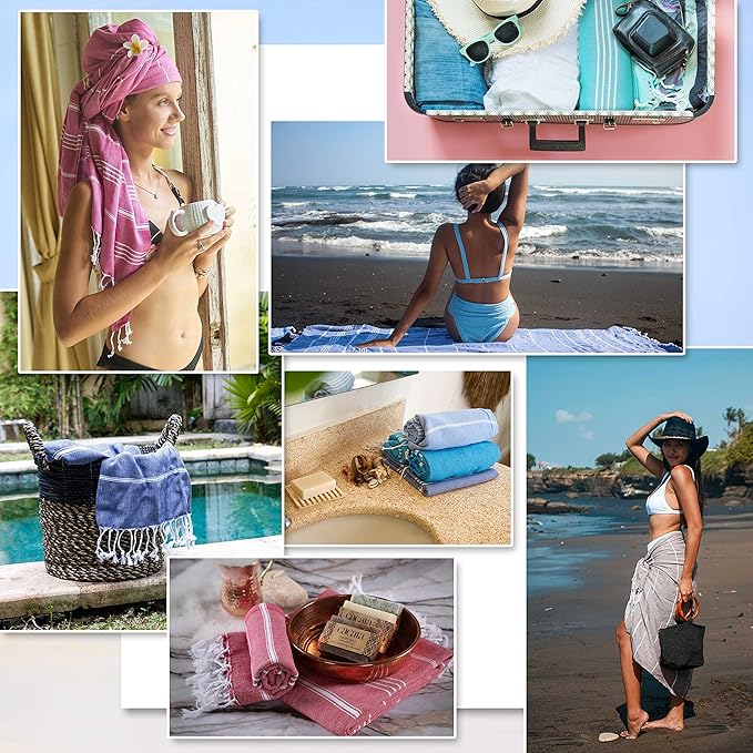 Cacala Lightweight and Thin Turkish Beach Towel 100% Cotton Sand-Free and - Image 6