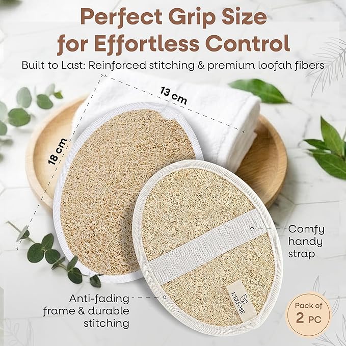 L'Exfose Organic Natural Loofah Body Scrubber - Image 3