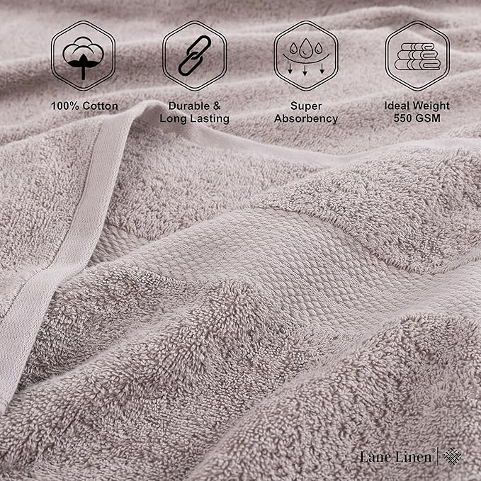 LANE LINEN 100% Mercerized Cotton Bath Sheets Set of 4 - Image 6