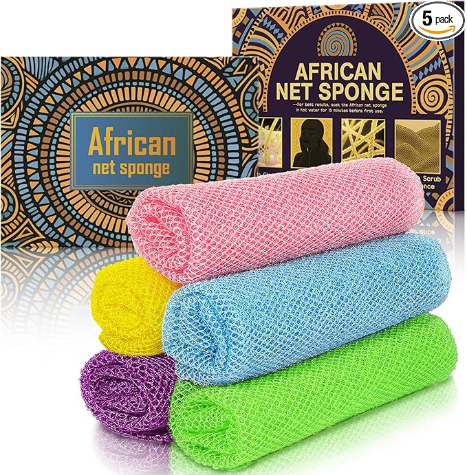 5 Pieces African Net Sponge – Deep Cleansing & Exfoliating Mesh by SpiralScgv