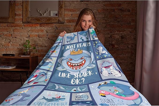 Fish Shark Flannel Fleece Blanket Throw Couch Microfiber Soft Cozy Lightweight - Image 5