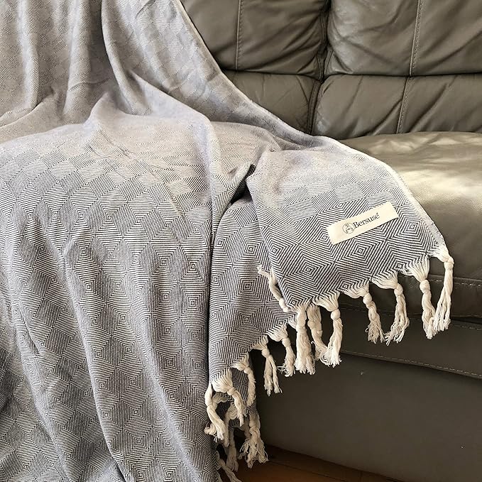 Bersuse 100% Cotton Milas XL Throw Blanket - Image 3