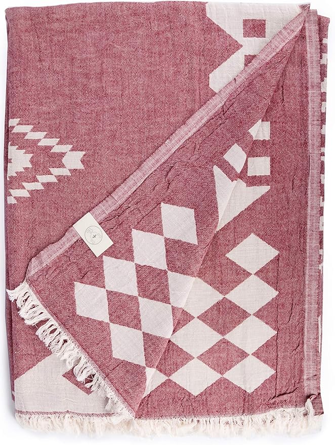 Bersuse 100% Cotton Bahamas XL Throw Blanket Turkish Towel Beach Blanket by Bersuse