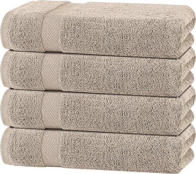 Wealuxe Taupe Bath Towels 27x54 Inch, Cotton Towel Set by WhiteClassic