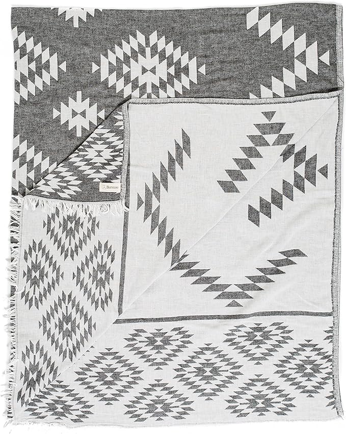 Bersuse 100% Cotton Teotihuacan XL Throw Blanket Turkish Towel Beach Blanket - Image 6