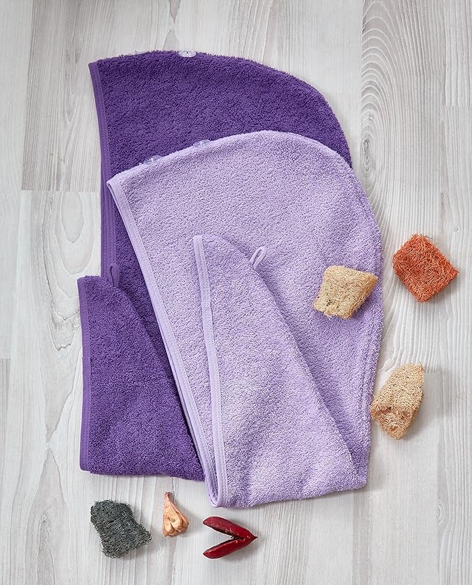 Long Cotton Hair Towel Wrap for Women 28"x11" Purple, Hair Towel Cotton - Image 3