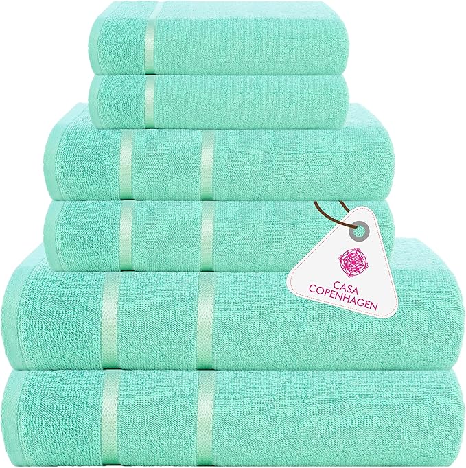 CASA COPENHAGEN Eternal 6Pcs 100% Egyptian Cotton Large Designer Towels Gift by CASACOPENHAGEN
