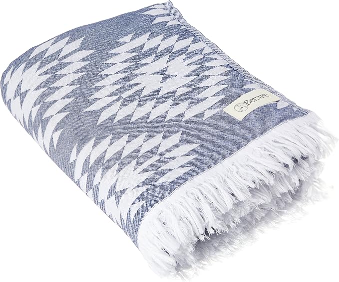 Bersuse 100% Cotton Teotihuacan XL Throw Blanket Turkish Towel Beach Blanket - Image 4