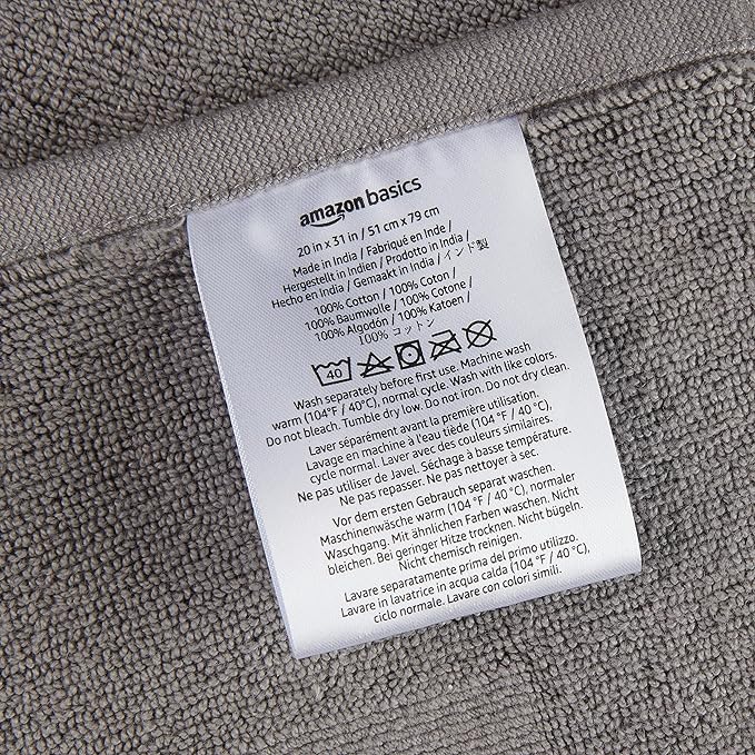 Amazon Basics Banded Bathroom Bath Rug Mat, Machine Washable, 100% Cotton - Image 4