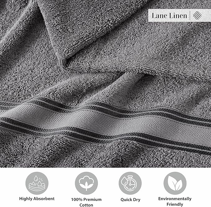LANE LINEN 100% Cotton 4 Pack Bath Towels Set - Image 6