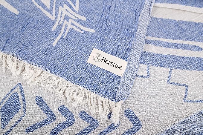 Bersuse 100% Cotton Kona XL Throw Blanket Turkish Towel Beach Blanket - Image 7