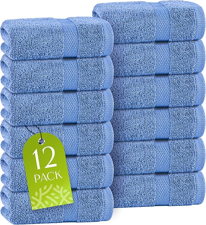 White Classic Light Blue Washcloths Set by WhiteClassic