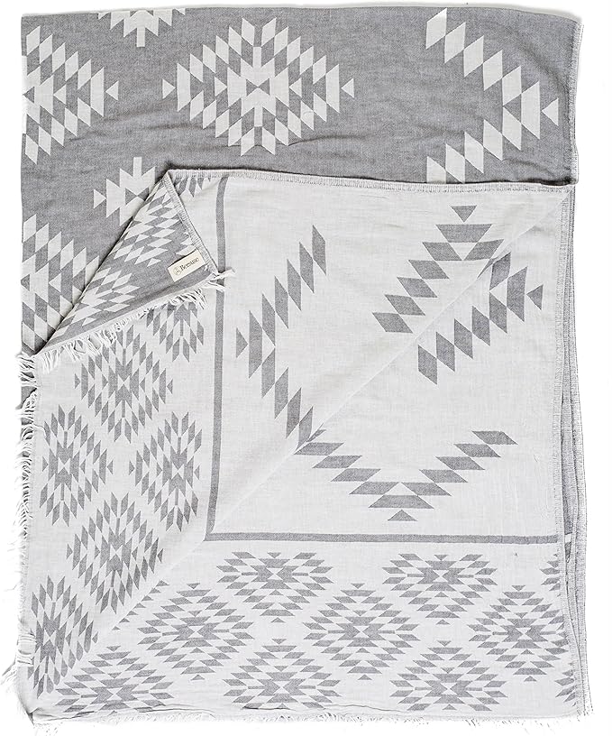 Bersuse 100% Cotton Teotihuacan XL Throw Blanket Turkish Towel Beach Blanket - Image 3