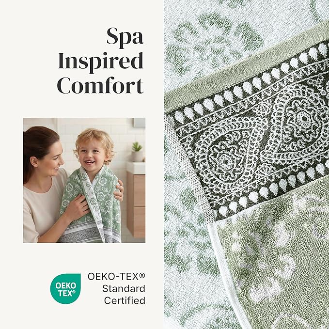 Modern Threads Floral Trail 6-Piece 100% Cotton Towel Set – Reversible Yarn - Image 4