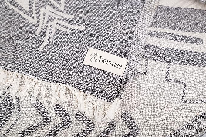 Bersuse 100% Cotton Kona XL Throw Blanket Turkish Towel Beach Blanket - Image 6