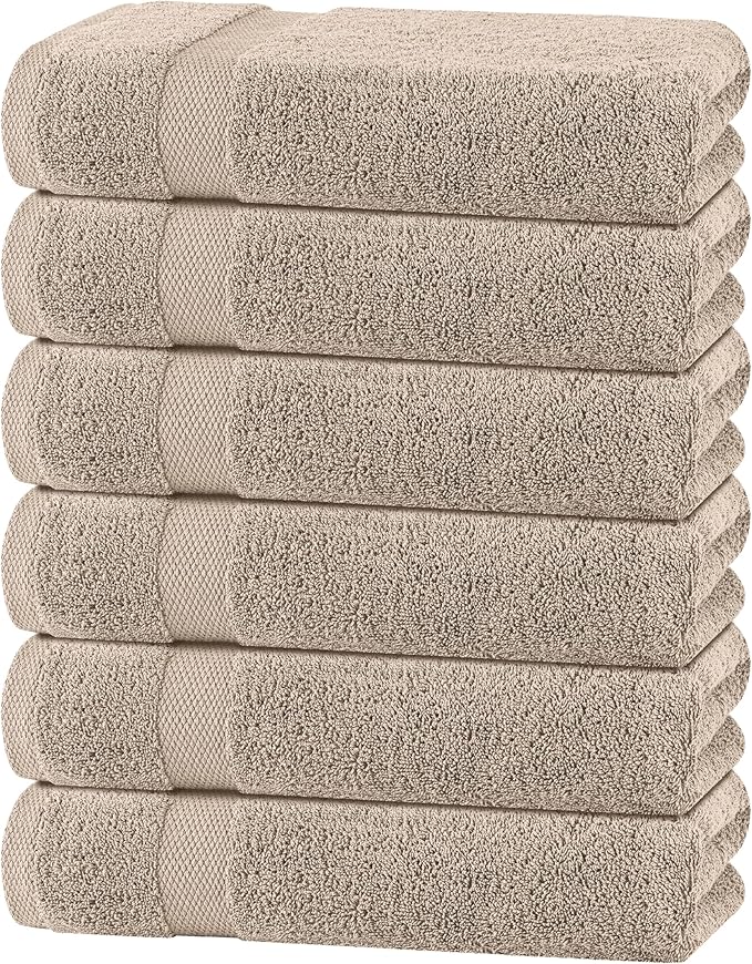 White Classic Wealuxe Taupe Bath Towels 24x50 Inch, Cotton Towel Set by WhiteClassic
