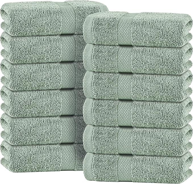 White Classic Green Hand Towels by WhiteClassic